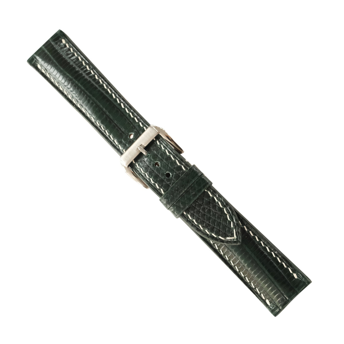 Padded Forest Green Lizard Leather Watch Strap