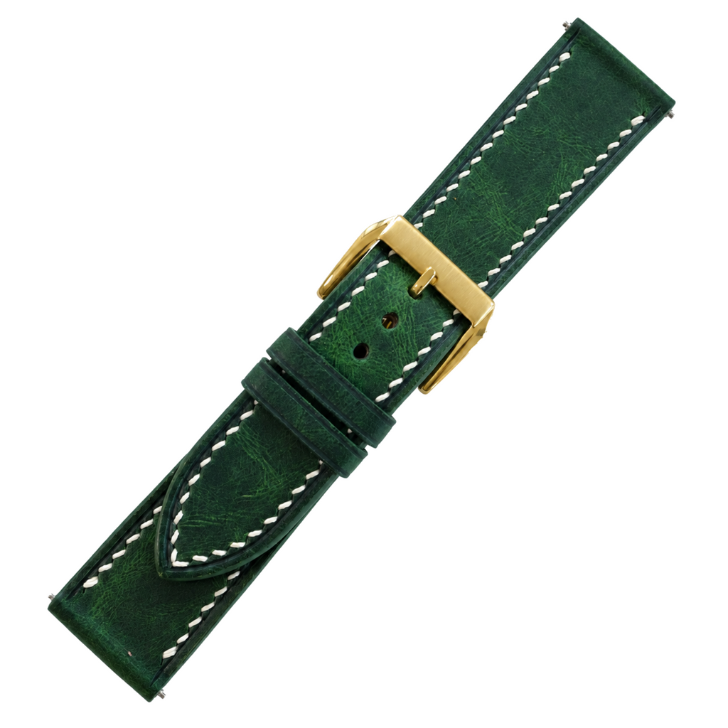 Forest Green Waxed Leather Watch Strap