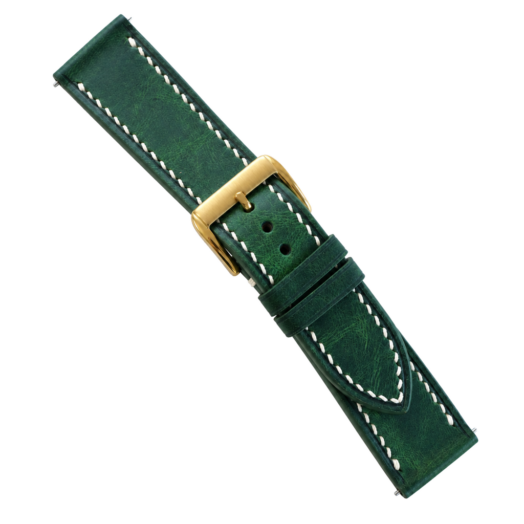 Forest Green Waxed Leather Watch Strap