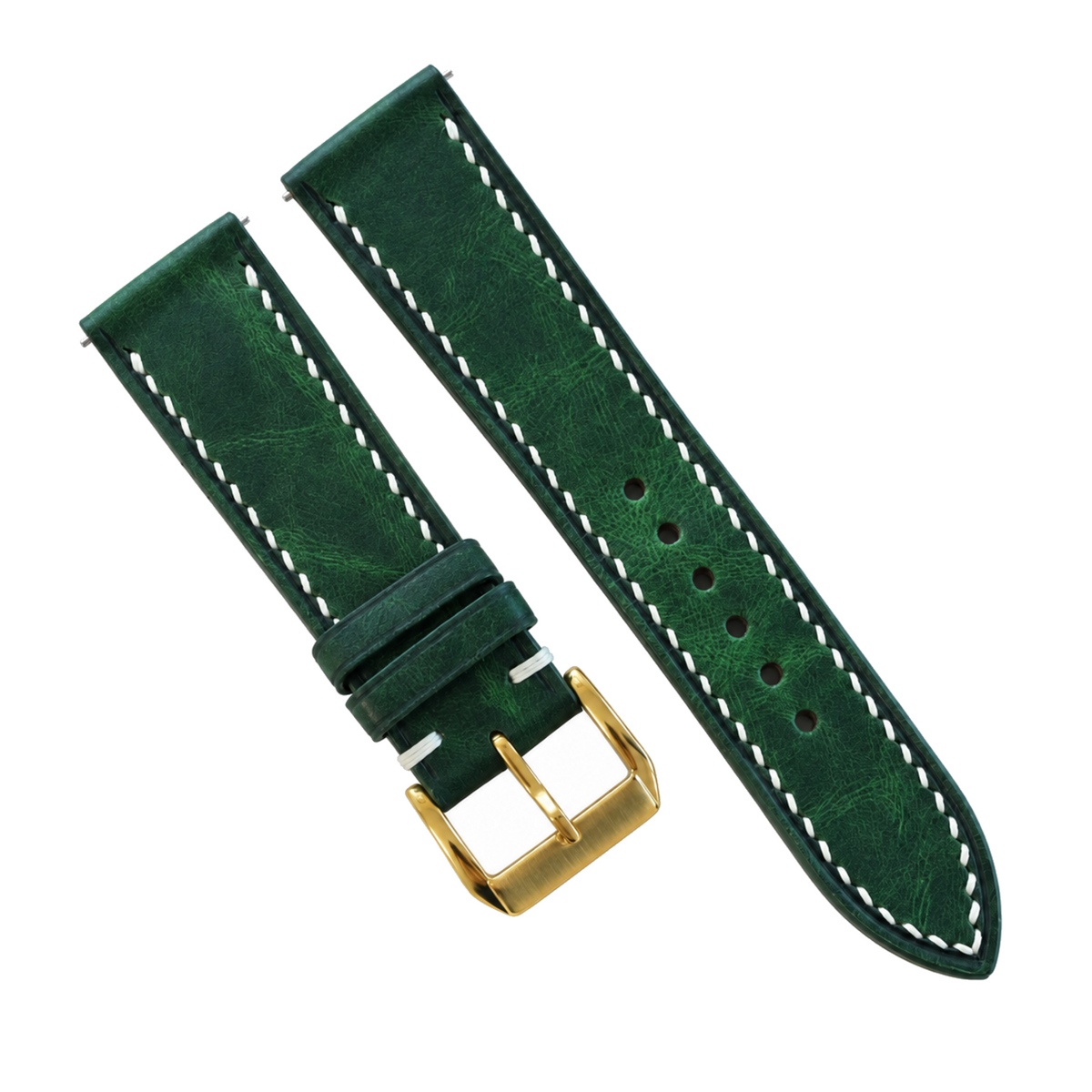 Forest Green Waxed Leather Watch Strap