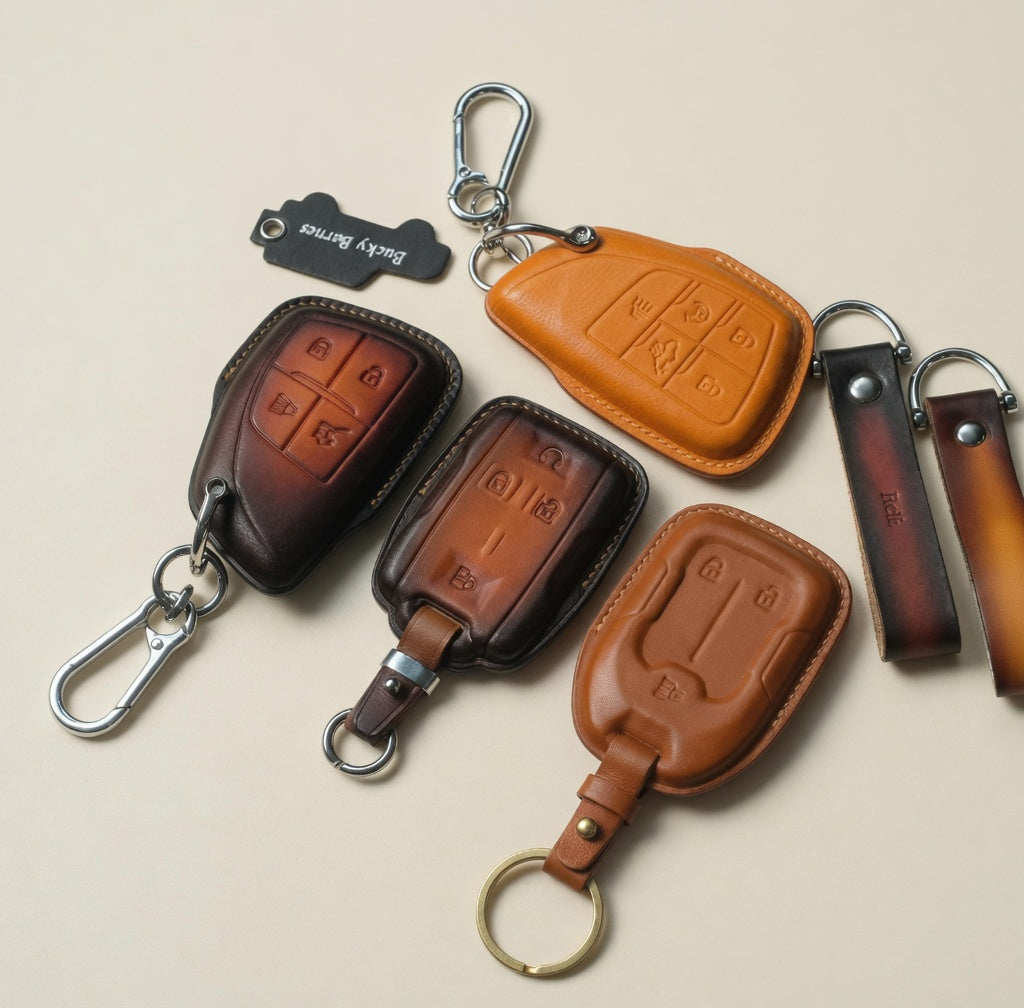 Personalized Leather Key Fob Cover Compatible with GMC Sierra Denali