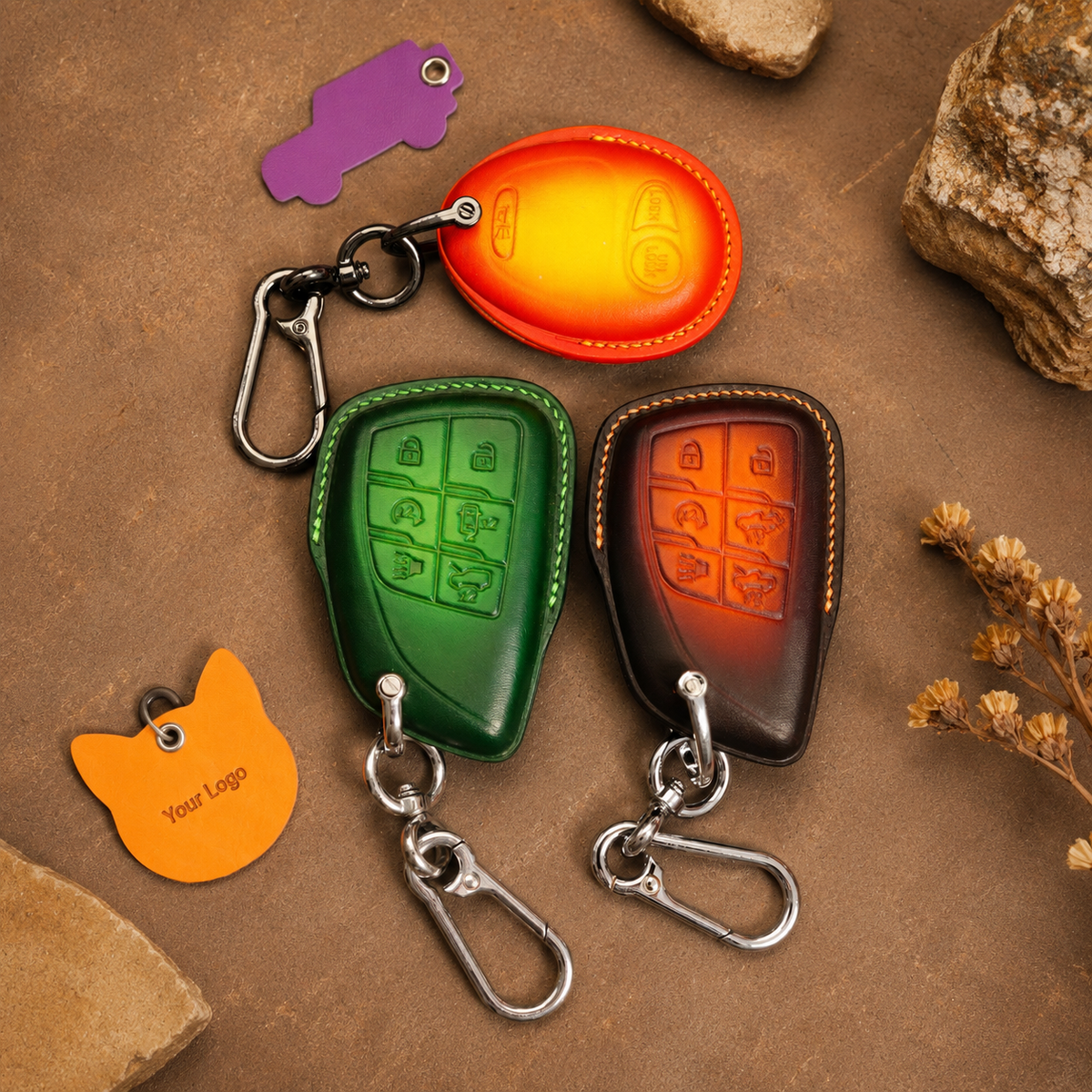 Custom Leather Key Fob Cover Compatible with GMC Hummer EV