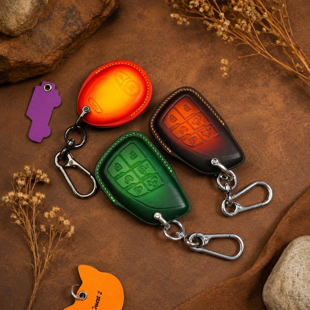 Custom Leather Key Fob Cover Compatible with GMC Hummer EV