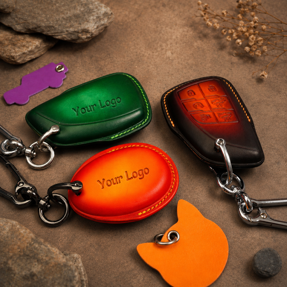 Custom Leather Key Fob Cover Compatible with GMC Hummer EV