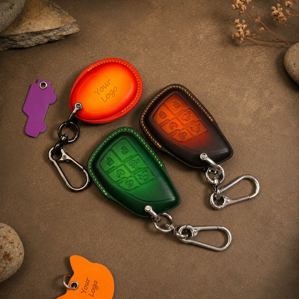 Custom Leather Key Fob Cover Compatible with GMC Hummer EV