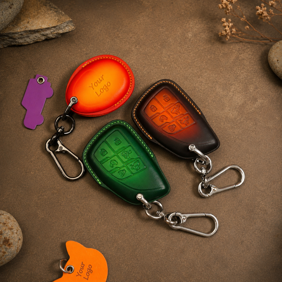 Custom Leather Key Fob Cover Compatible with GMC Hummer EV