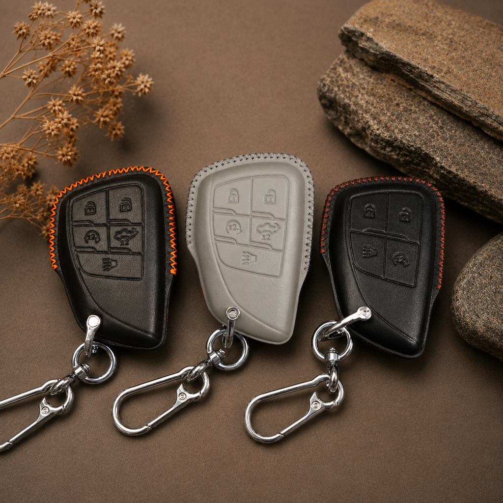 Custom Leather Key Fob Cover Compatible with GMC Sierra, Yukon and AT4