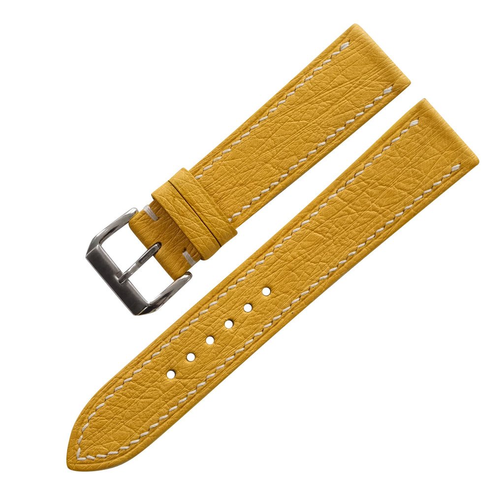 Golden Yellow Smooth Ostrich Leather Watch Strap