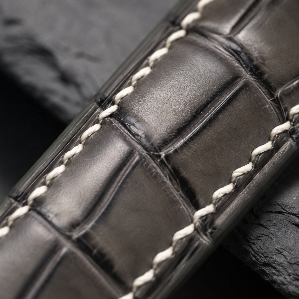 Padded Gray Alligator Leather Watch Strap