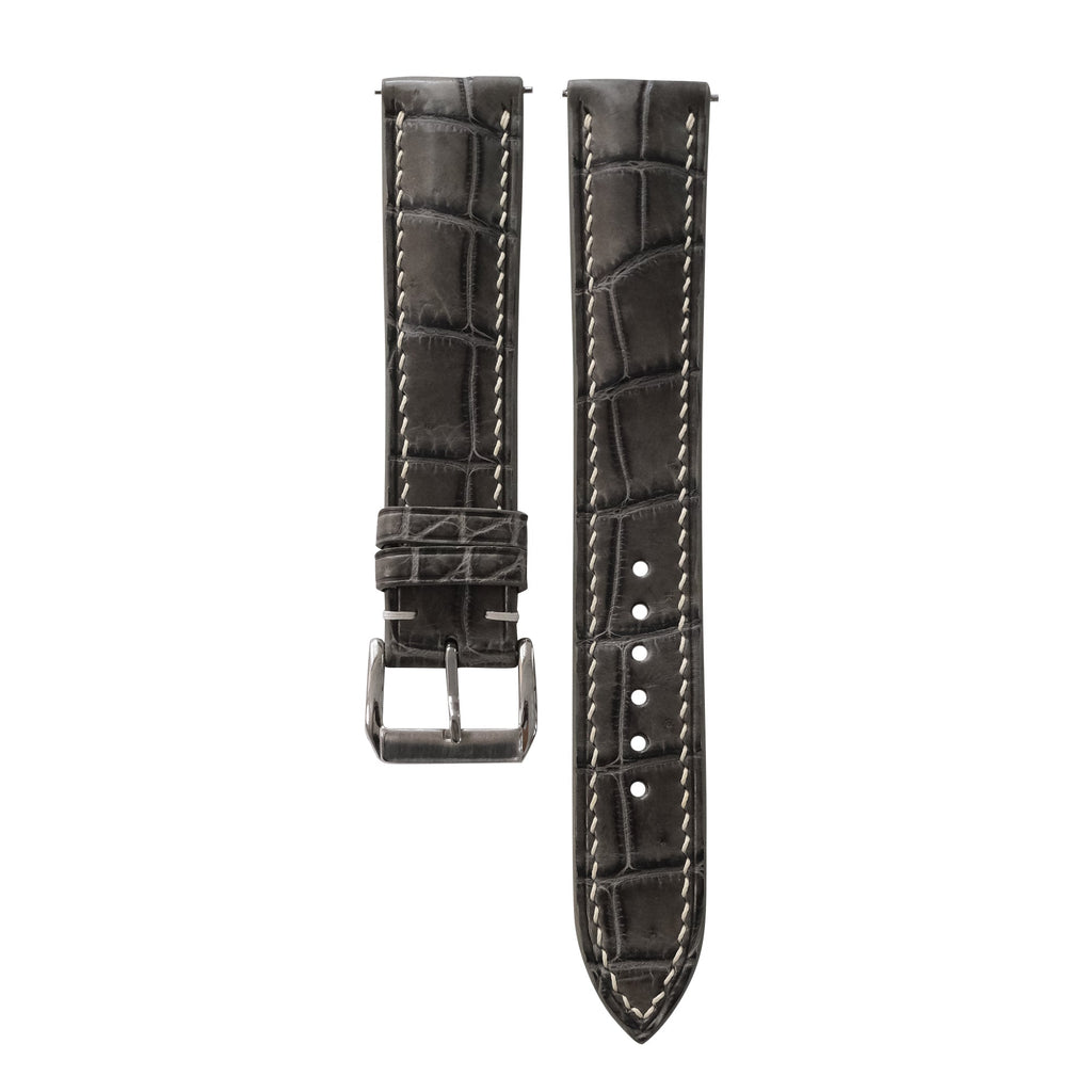 Padded Gray Alligator Leather Watch Strap