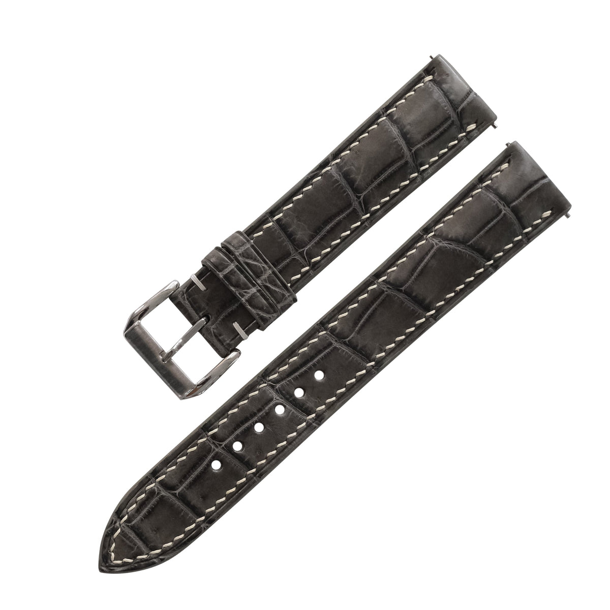 Padded Gray Alligator Leather Watch Strap