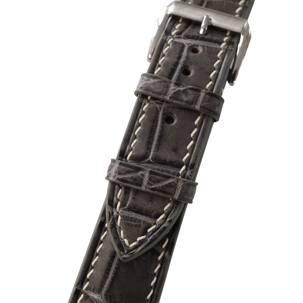 Padded Gray Alligator Leather Watch Strap