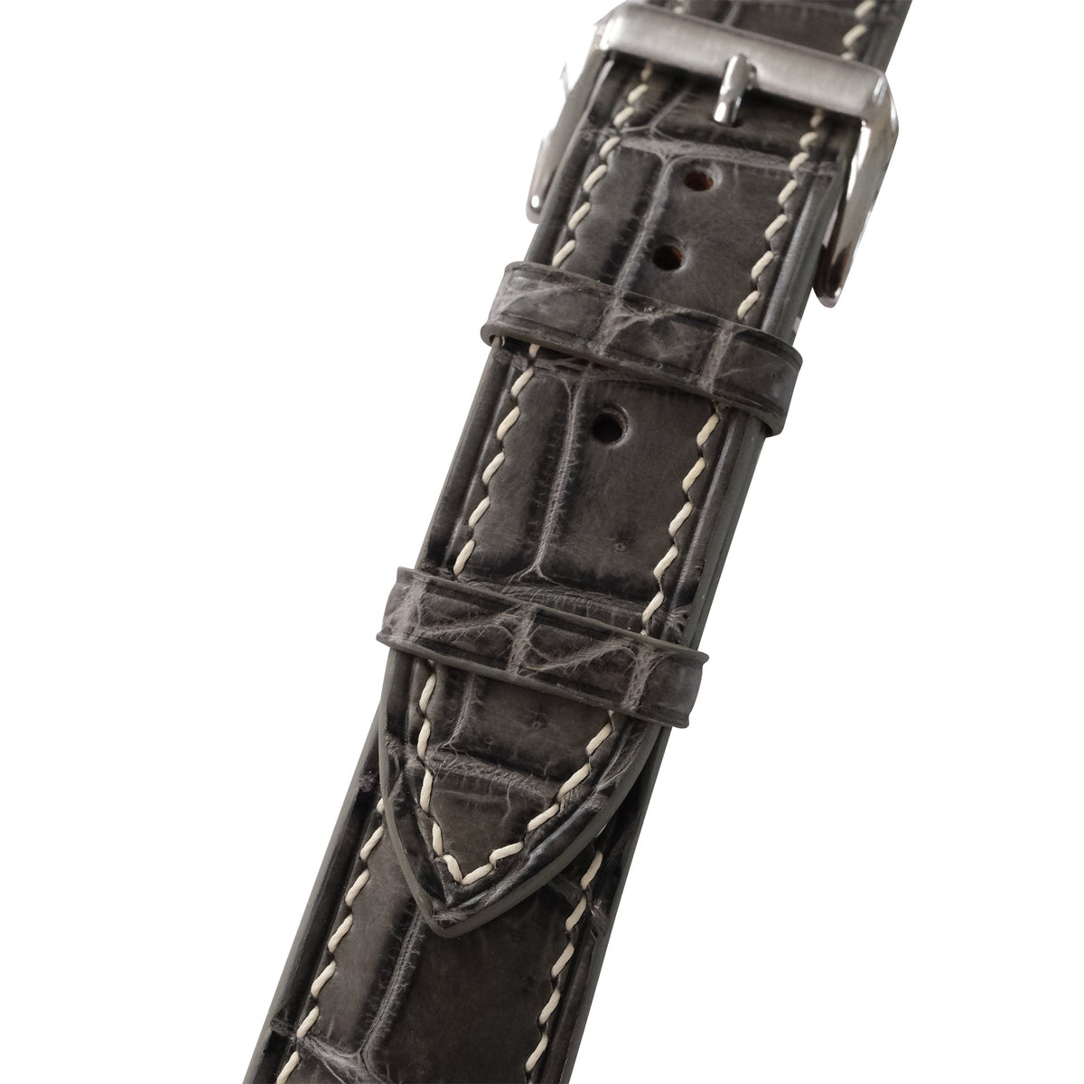Padded Gray Alligator Leather Watch Strap