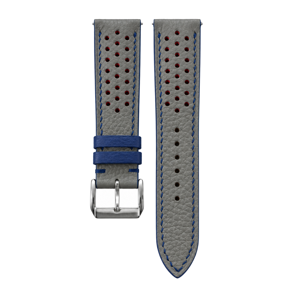 Gray Blue Rally Small Holes Togo Leather Watch Strap
