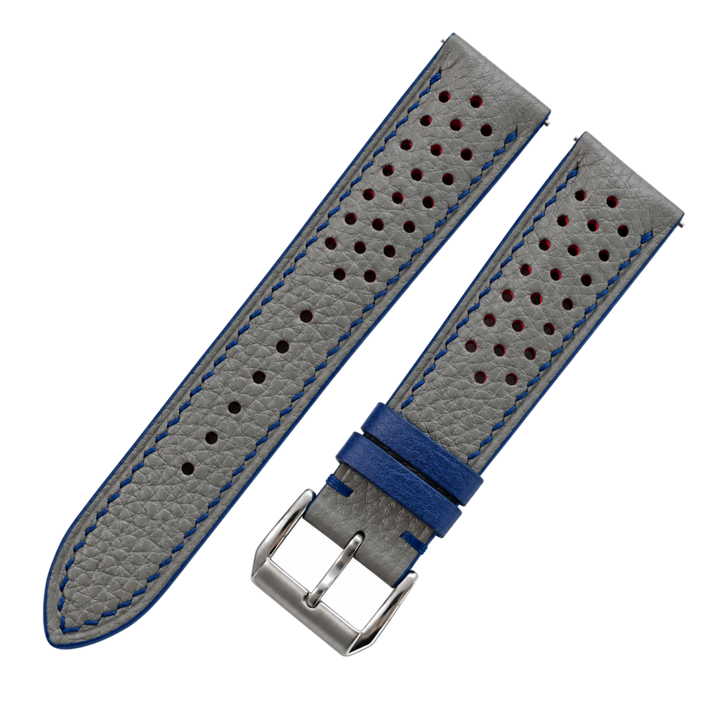 Gray Blue Rally Small Holes Togo Leather Watch Strap