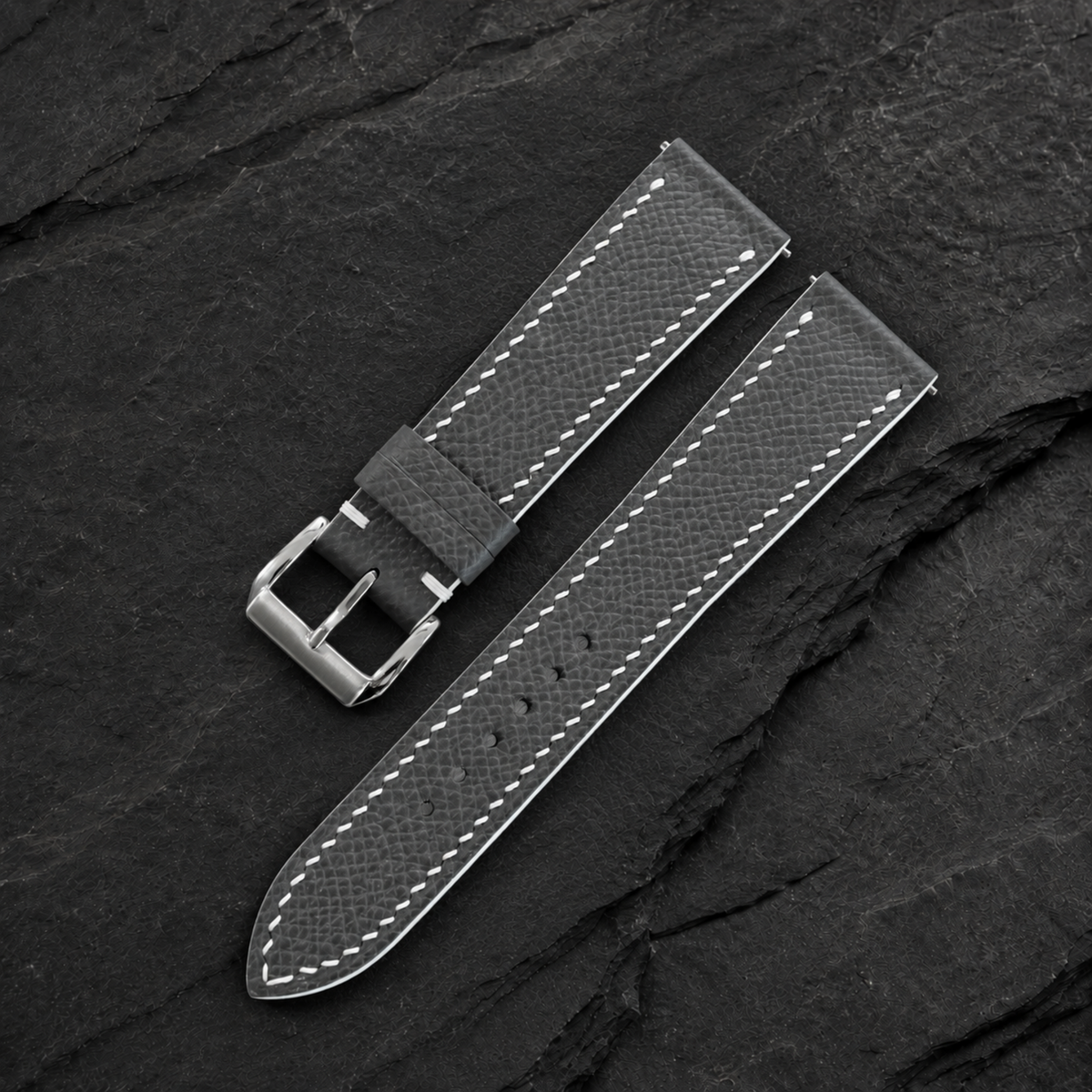 Gray Epsom Leather Watch Strap