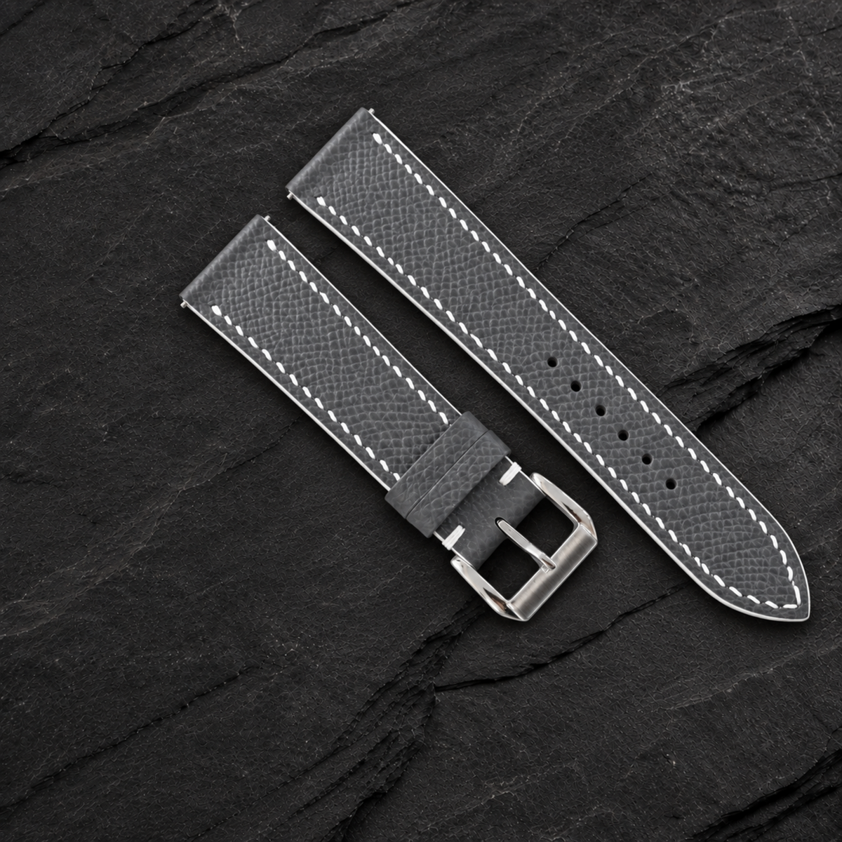 Gray Epsom Leather Watch Strap