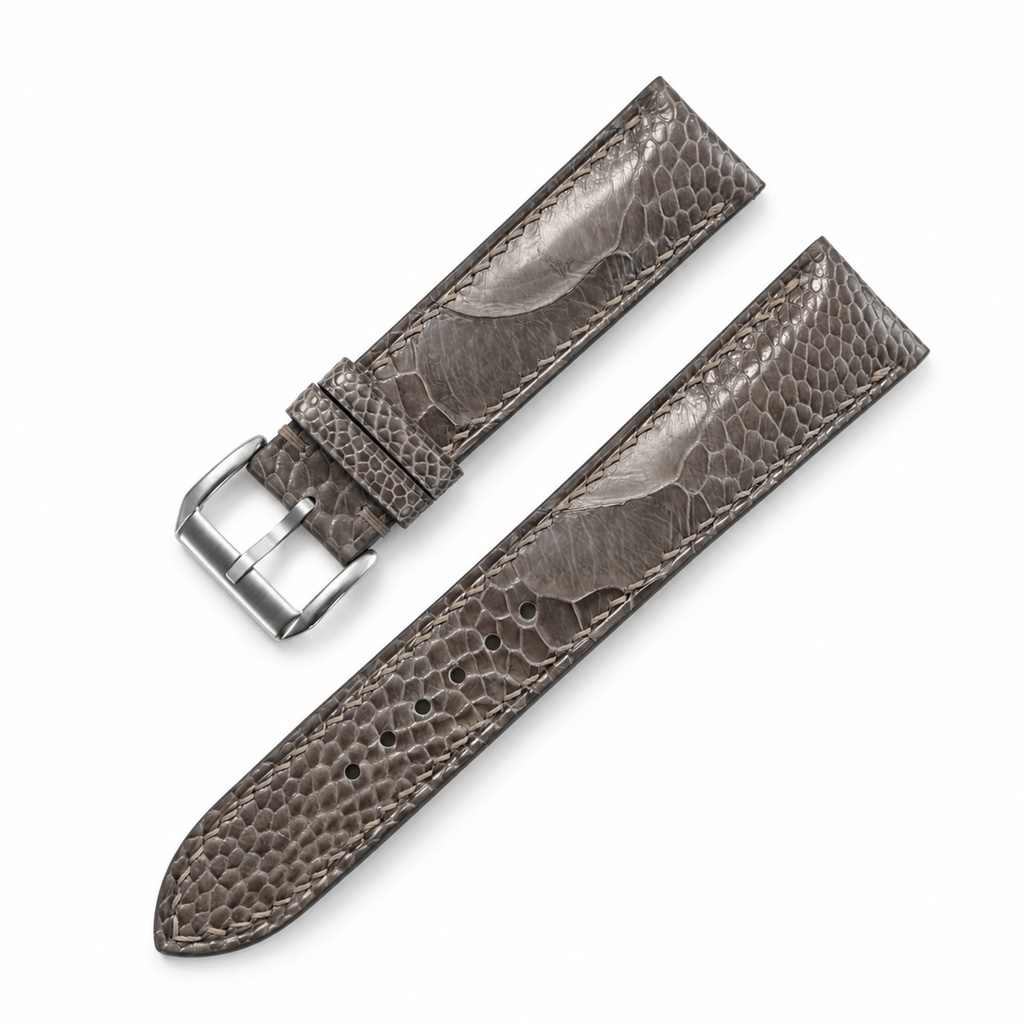 Gray Ostrich Leg Leather Watch Strap