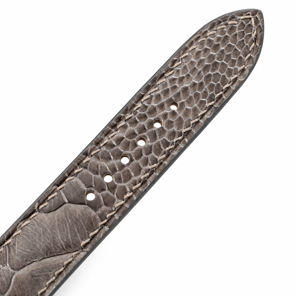 Gray Ostrich Leg Leather Watch Strap
