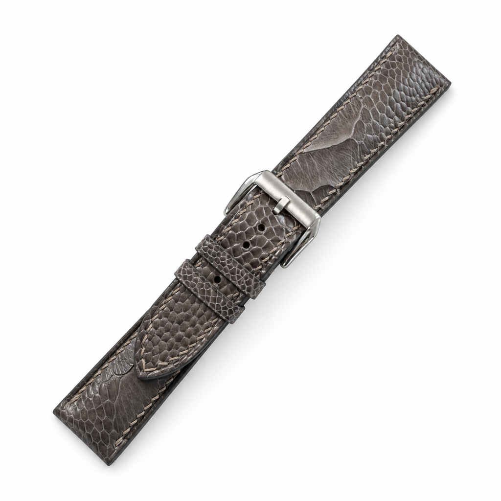 Gray Ostrich Leg Leather Watch Strap