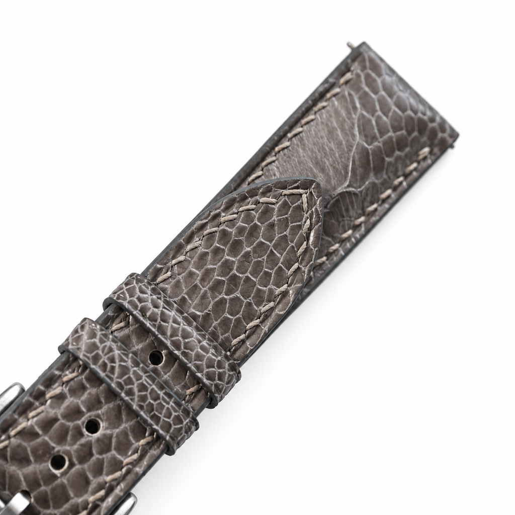 Gray Ostrich Leg Leather Watch Strap