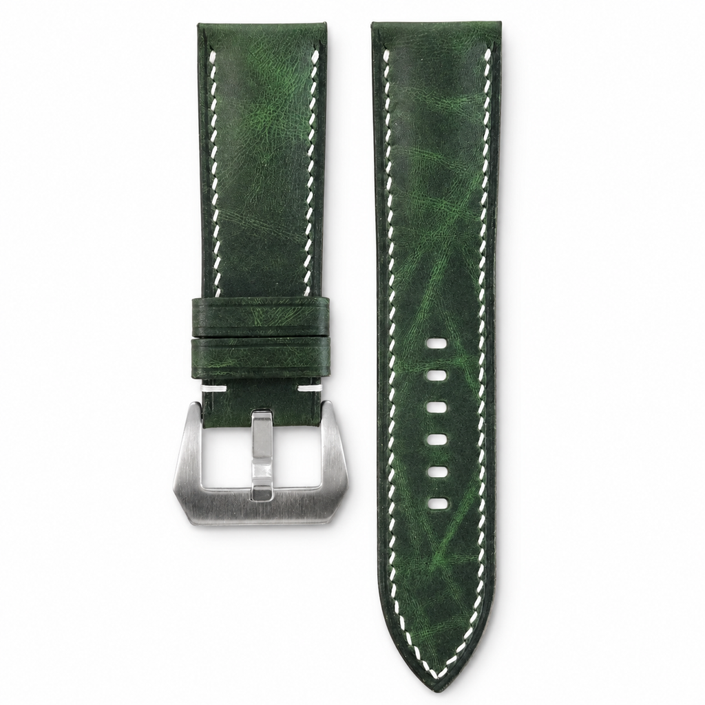 Green Waxed Leather Watch Strap