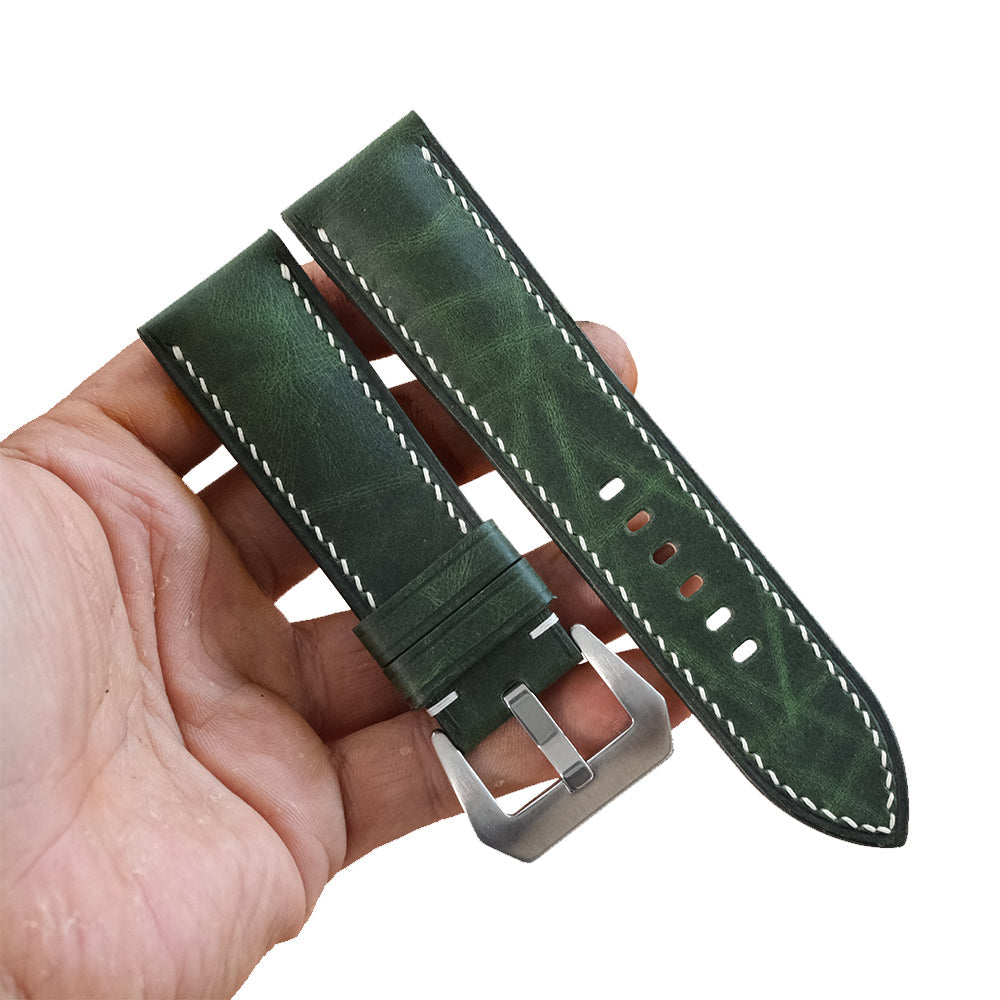 Green Waxed Leather Watch Strap