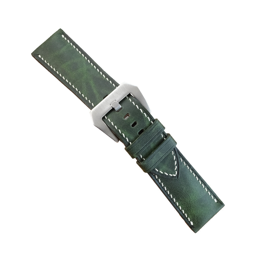 Green Waxed Leather Watch Strap