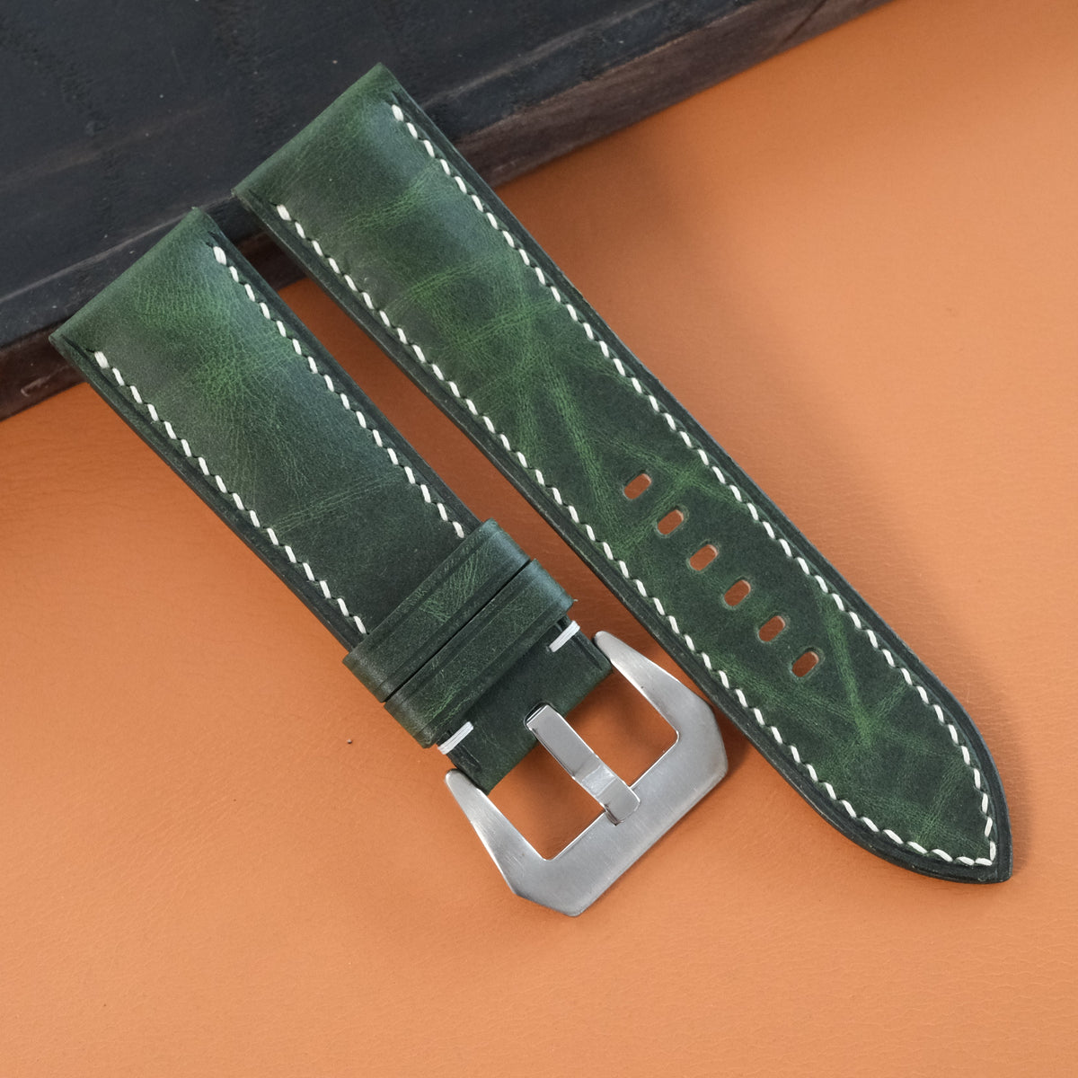 Green Waxed Leather Watch Strap