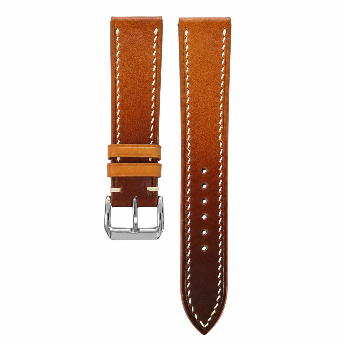 Hand-Patina Cognac Brown Veg-Tanned Leather Watch Strap