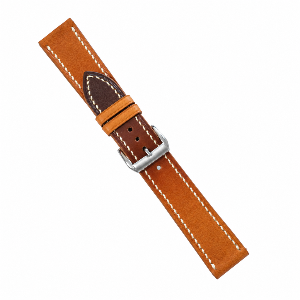 Hand-Patina Cognac Brown Veg-Tanned Leather Watch Strap