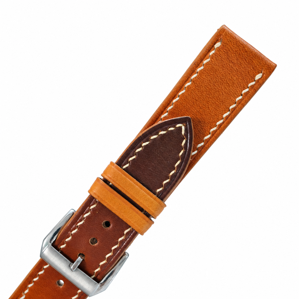 Hand-Patina Cognac Brown Veg-Tanned Leather Watch Strap