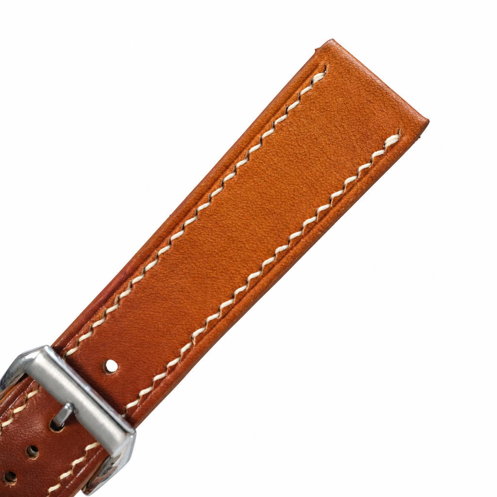 Hand-Patina Cognac Brown Veg-Tanned Leather Watch Strap