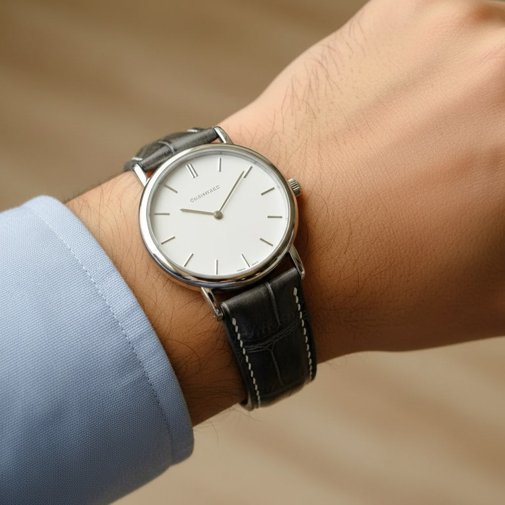Handmade Gray Alligator Leather Watch Strap