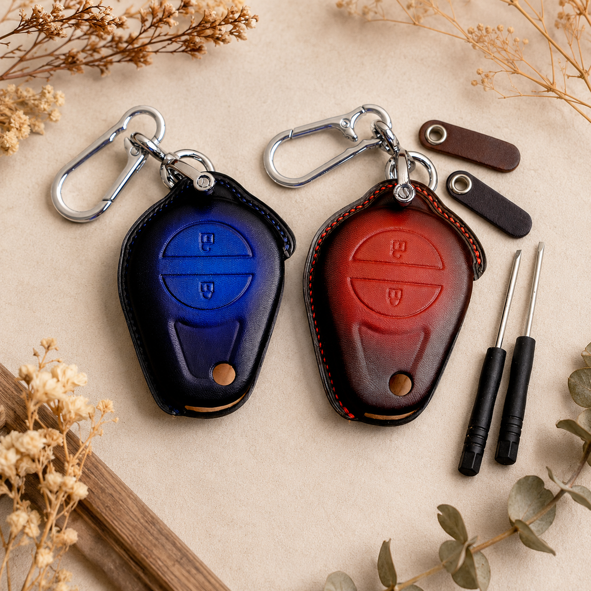 Custom Leather Key Fob Cover Compatible with Harley-Davidson Electra Glide