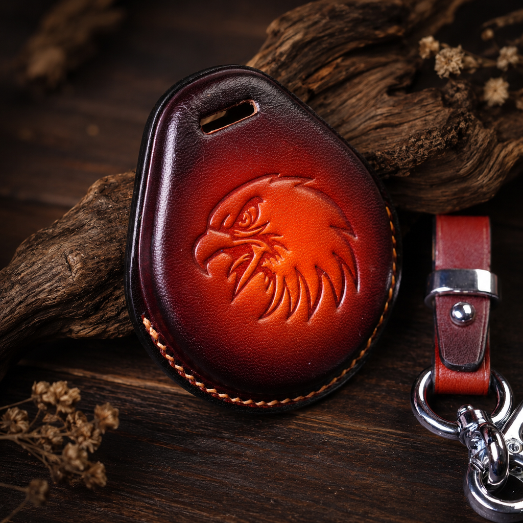 Custom Leather Key Fob Cover Compatible with Harley-Davidson Road Glide