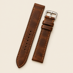 Vintage Brown Waxed Pull-Up Leather Watch Strap Cowhide – Handstitched