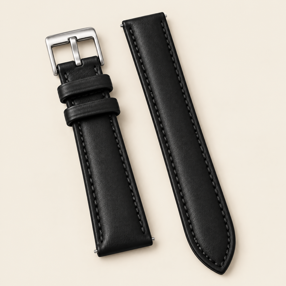 Black Swift Leather Watch Strap – Handstitched, Padded