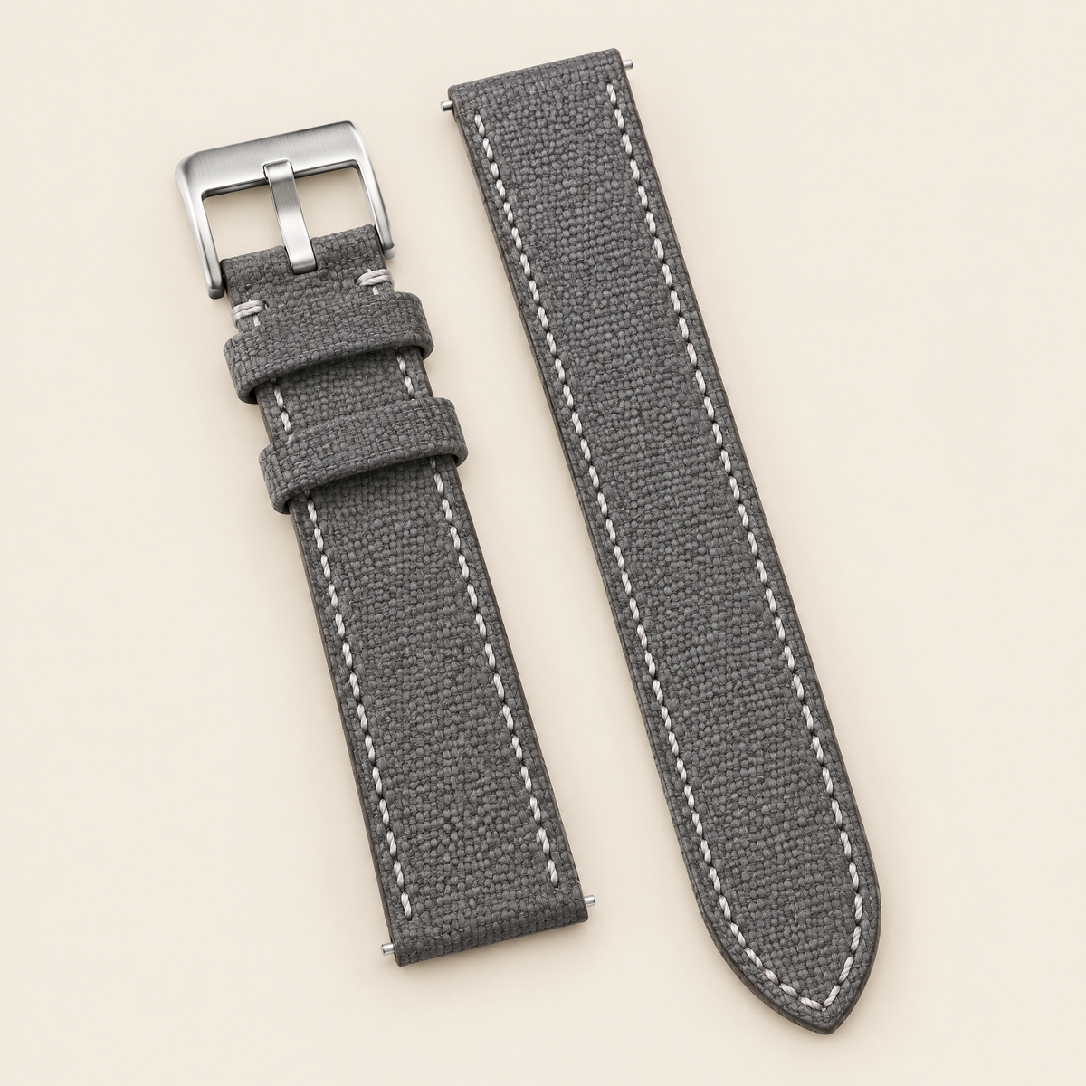 Gray Sailcloth Canvas Watch Strap – Handstitched