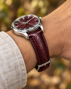 Burgundy Oxblood Sea Snake Leather Watch Strap – Handstitched, Padded
