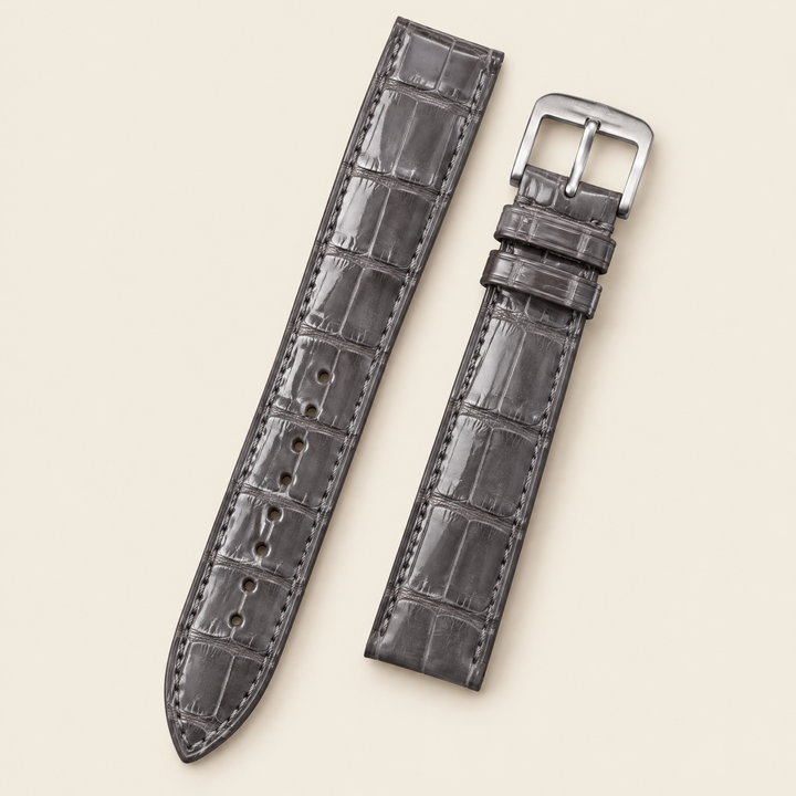Gray Alligator Leather Watch Strap – Handstitched