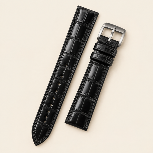 Black Hornback Alligator Leather Watch Strap – Handstitched