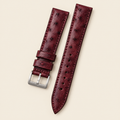 Burgundy Marble Smooth Ostrich Leather Watch Strap – Handstitched