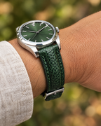 Green Ostrich Leg Leather Watch Strap – Handstitched, Padded