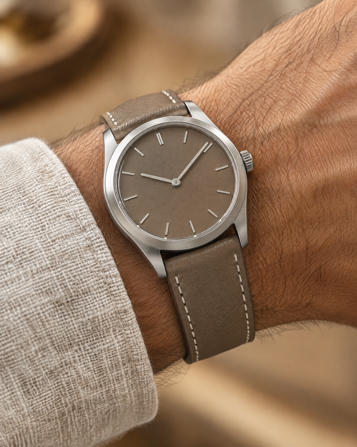 Etoupe Taupe Swift Leather Watch Strap – Handstitched