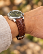 Chestnut Brown Ostrich Leg Leather Watch Strap – Handstitched, Padded