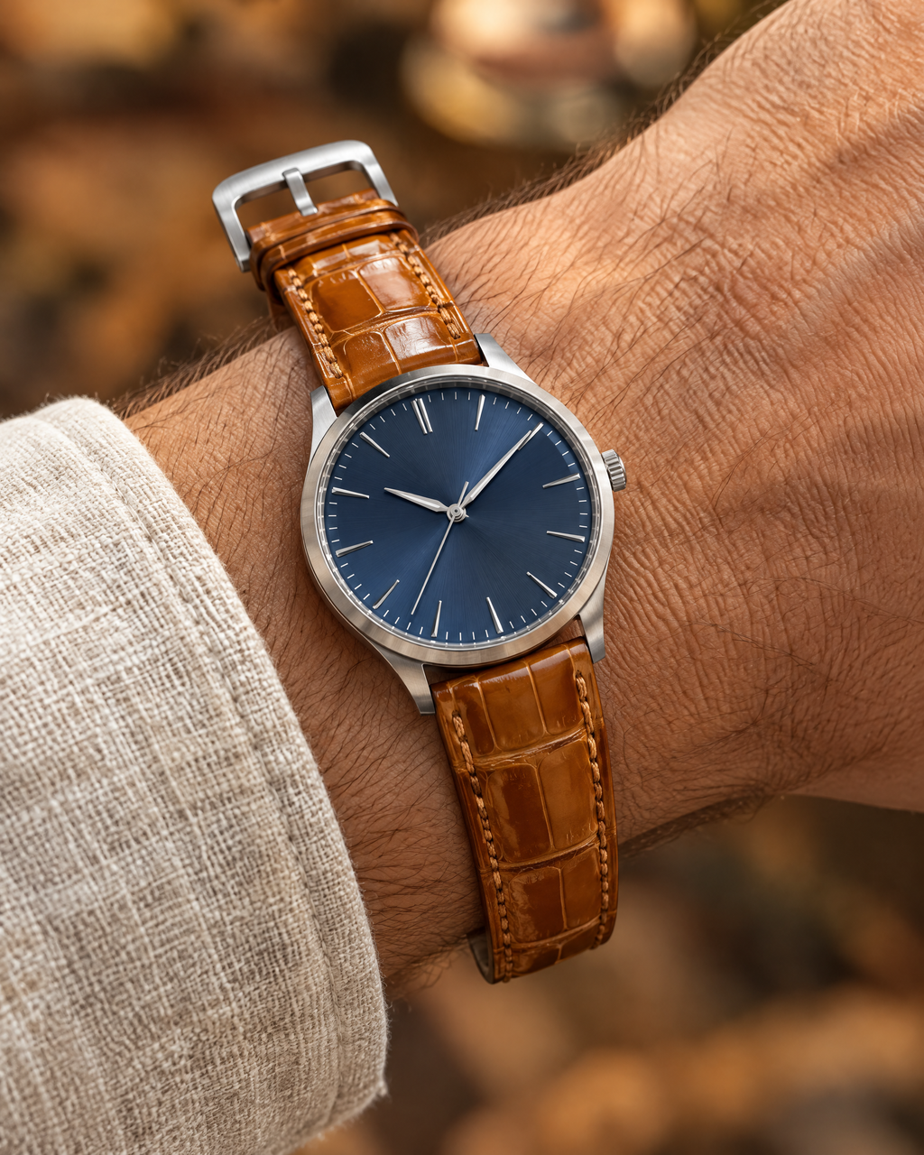 Patina Honey Amber Alligator Leather Watch Strap – Handstitched