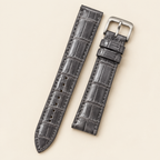 Gray Alligator Leather Watch Strap – Handstitched, Padded