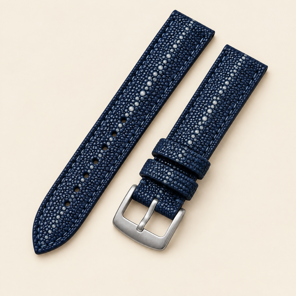 Vintage Navy Stingray Leather Watch Strap – Handstitched