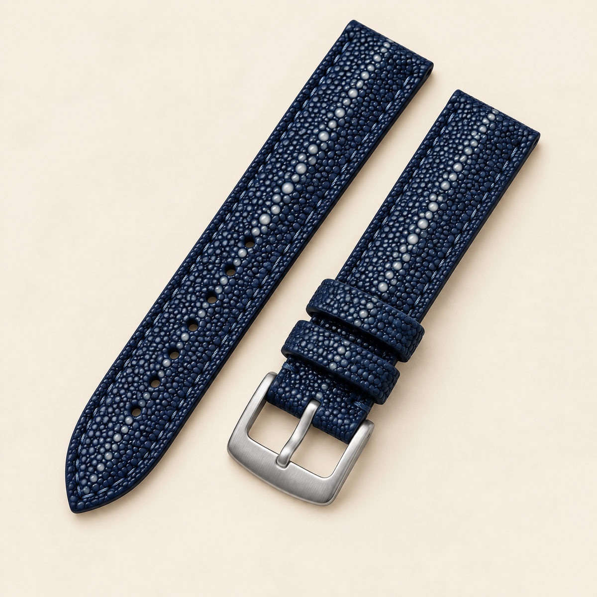 Vintage Navy Stingray Leather Watch Strap – Handstitched